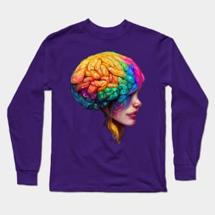 Creative Colourful Human Brain Long Sleeve T-Shirt